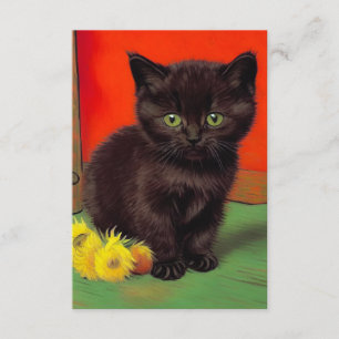 Van Gogh Style Black Cat Enclosure Card