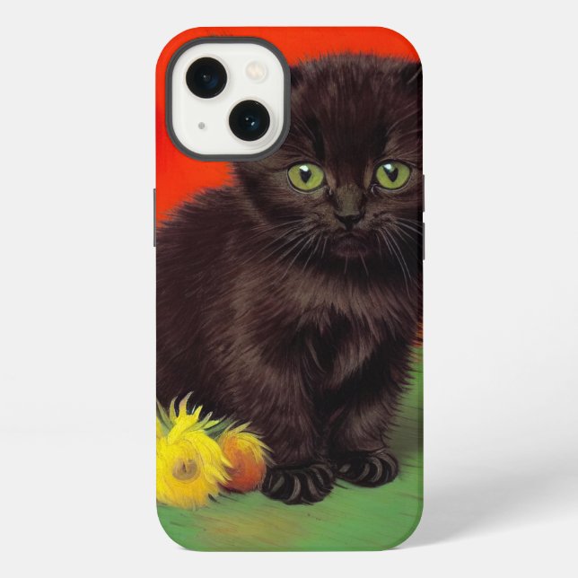 Van Gogh Style Black Cat iPhone Case (Back)