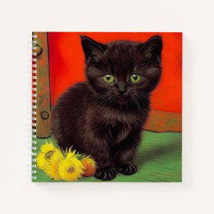 Van Gogh Style Black Cat Notebook