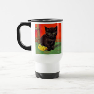 Van Gogh Style Black Cat Travel Mug