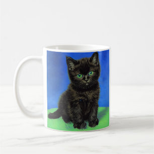 Van Gogh Style Black Kitten Coffee Mug
