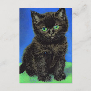 Van Gogh Style Black Kitten Enclosure Card