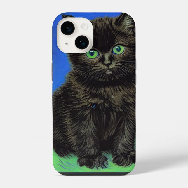 Van Gogh Style Black Kitten iPhone Case (Back)