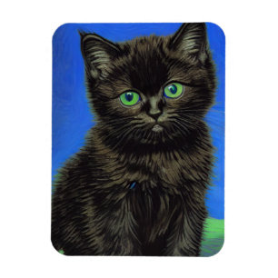 Van Gogh Style Black Kitten Magnet