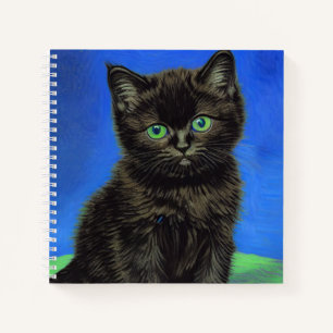 Van Gogh Style Black Kitten Notebook