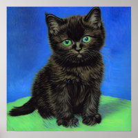 Van Gogh Style Black Kitten