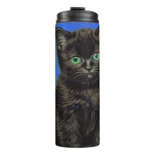 Van Gogh Style Black Kitten Thermal Tumbler