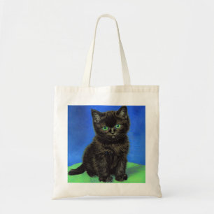 Van Gogh Style Black Kitten Tote Bag