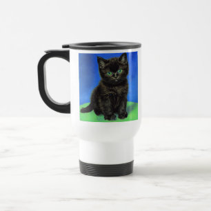 Van Gogh Style Black Kitten Travel Mug