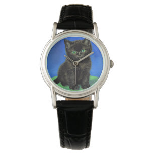 Van Gogh Style Black Kitten Watch