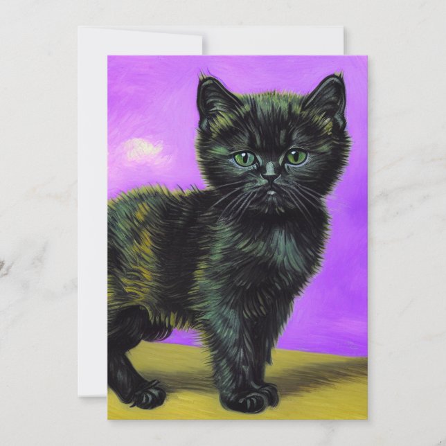Van Gogh Style Cat Invitation (Front)