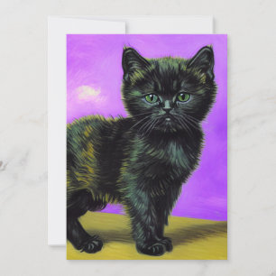 Van Gogh Style Cat Invitation