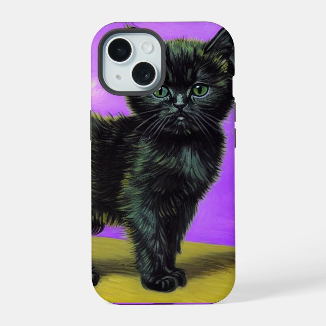 Van Gogh Style Cat iPhone 15 Case (Back)