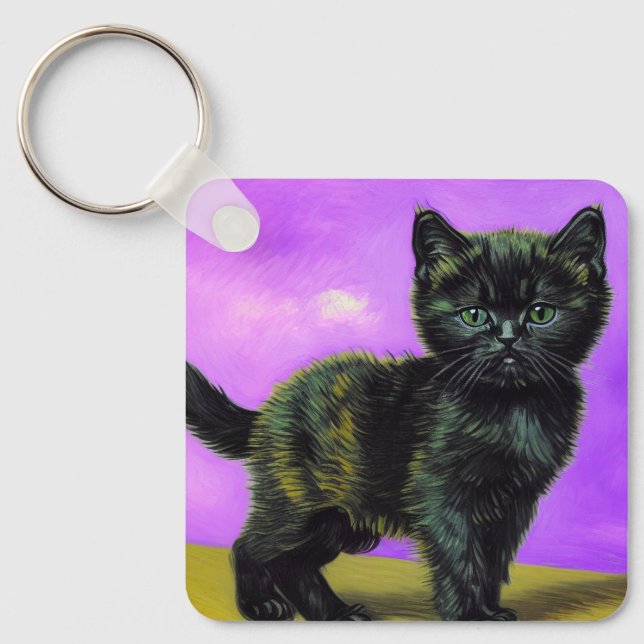 Van Gogh Style Cat Key Ring (Front)