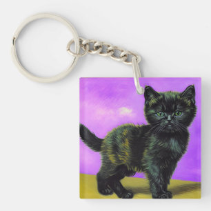 Van Gogh Style Cat Key Ring