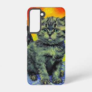 Van Gogh Style Cat Sunset Beach Samsung Galaxy Case