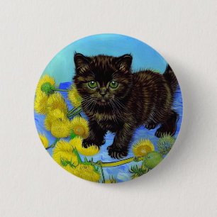 Van Gogh Style Cat with Sunflowers 6 Cm Round Badge