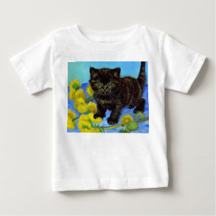 Van Gogh Style Cat with Sunflowers Baby T-Shirt