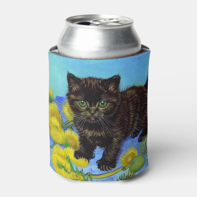 Van Gogh Style Cat with Sunflowers Can Cooler (Can Front)