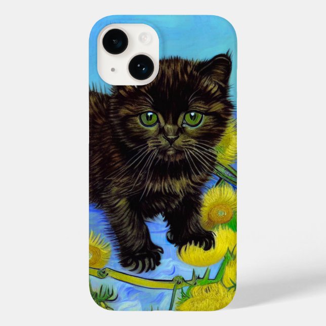 Van Gogh Style Cat with Sunflowers Case-Mate iPhone Case (Back)