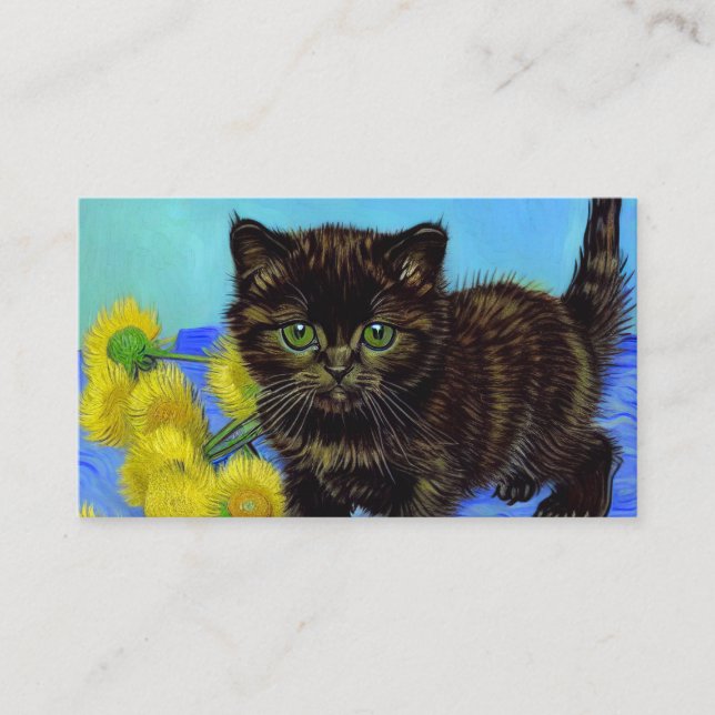 Van Gogh Style Cat with Sunflowers Enclosure Card (Front)