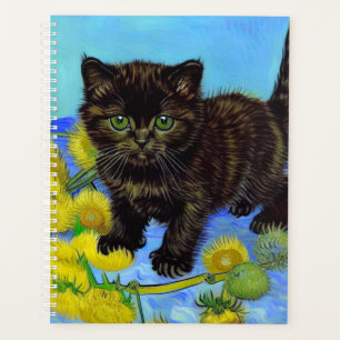Van Gogh Style Cat with Sunflowers Planner