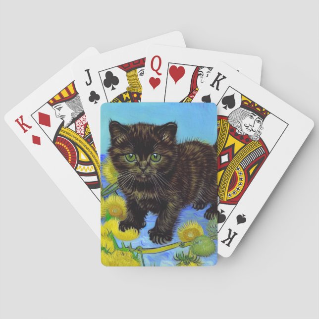 Van Gogh Style Cat with Sunflowers Playing Cards (Back)