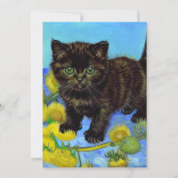 Van Gogh Style Cat with Sunflowers