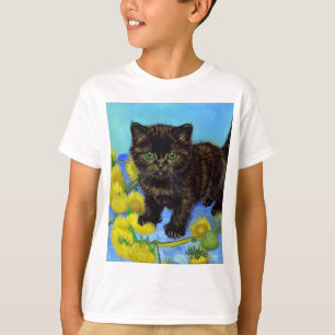 Van Gogh Style Cat with Sunflowers T-Shirt