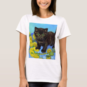Van Gogh Style Cat with Sunflowers T-Shirt