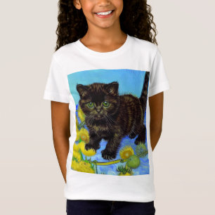 Van Gogh Style Cat with Sunflowers T-Shirt