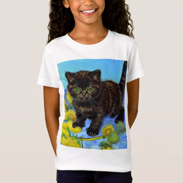 Van Gogh Style Cat with Sunflowers T-Shirt (Front)