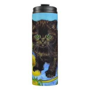 Van Gogh Style Cat with Sunflowers Thermal Tumbler