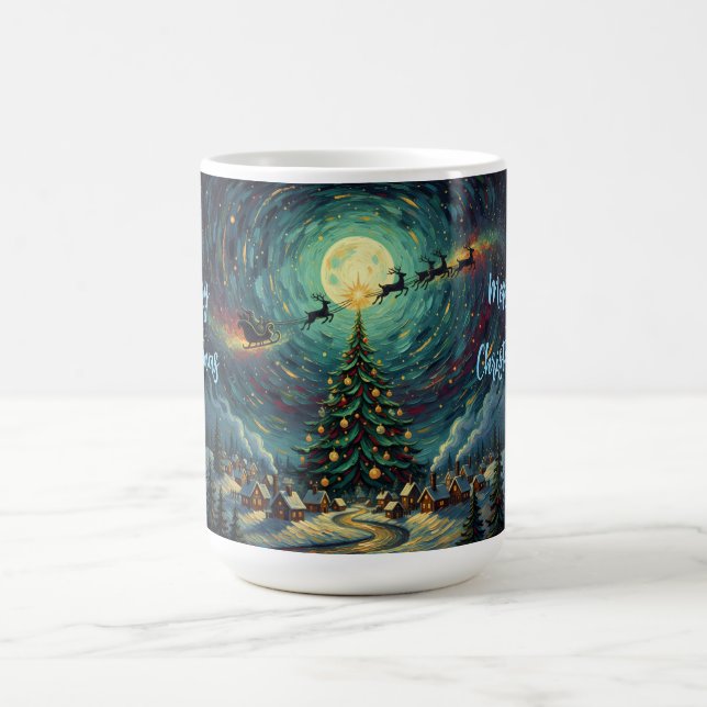 Van Gogh Style Christmas Coffee Mug Santa Sleigh (Center)