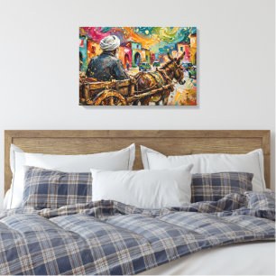 Van Gogh Style Donkey Cart Moroccan Street Impasto Canvas Print