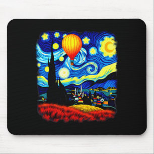 Van Gogh Style Hot Air Balloon Starry Night Mouse Mat