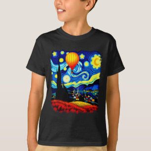 Van Gogh Style Hot Air Balloon Starry Night T-Shirt