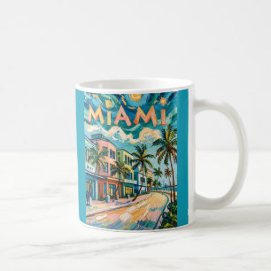 Van Gogh Style Miami Ocean Drive Colourful Beach Coffee Mug