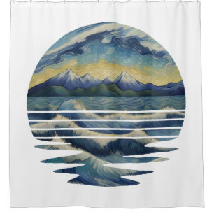 Van Gogh Style Paintings Set, A sea At Sunset Shower Curtain