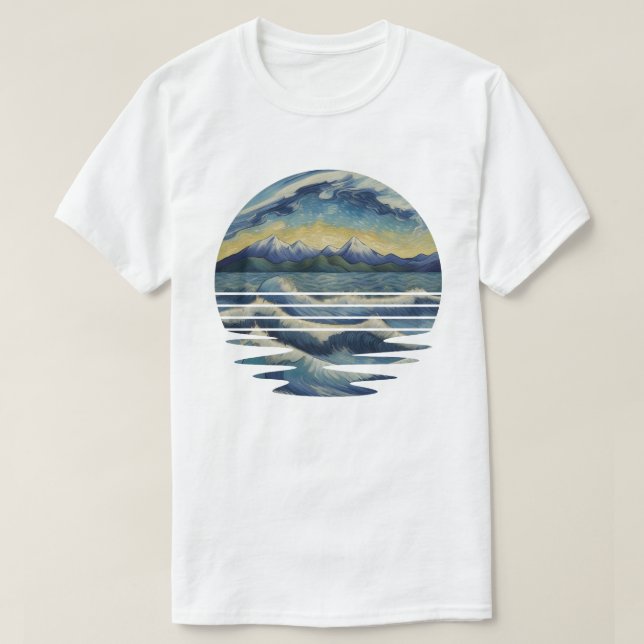 Van Gogh Style Paintings Set, A sea At Sunset T-Shirt (Design Front)
