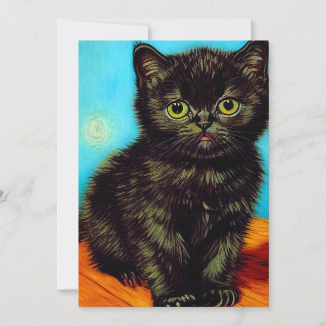 Van Gogh Style Pouting Kitten Announcement (Front)