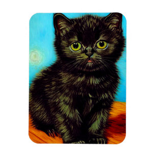Van Gogh Style Pouting Kitten Magnet