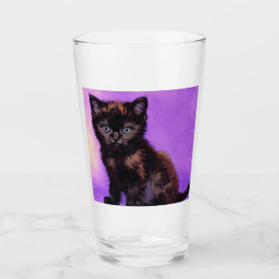 Van Gogh Style Purple Cat Glass