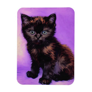 Van Gogh Style Purple Cat Magnet