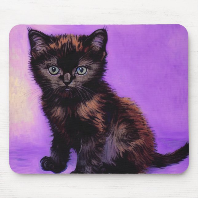 Van Gogh Style Purple Cat Mouse Mat (Front)