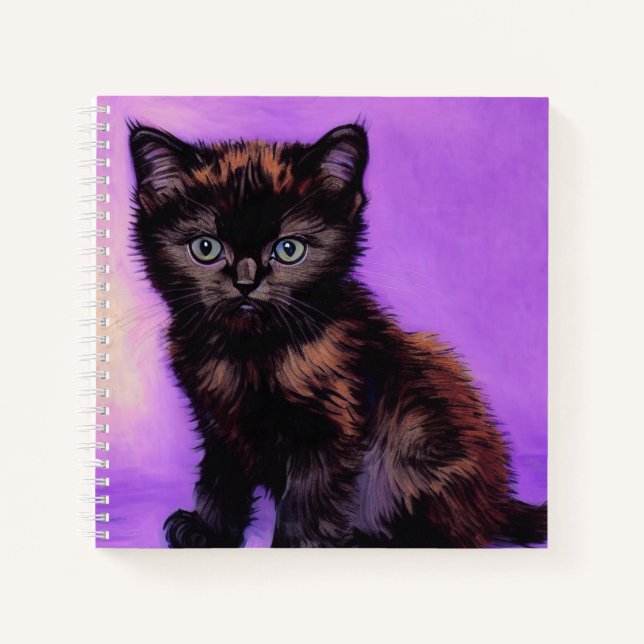 Van Gogh Style Purple Cat Notebook (Front)