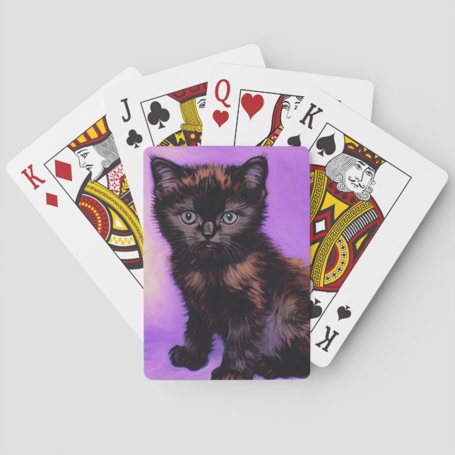 Van Gogh Style Purple Cat Playing Cards (Back)
