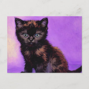 Van Gogh Style Purple Cat Postcard