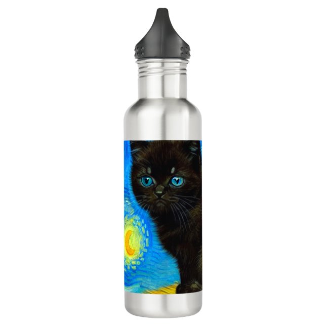 Van Gogh Style Starry Night Cat 710 Ml Water Bottle (Left)