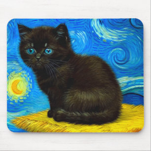 Van Gogh Style Starry Night Cat Mouse Mat
